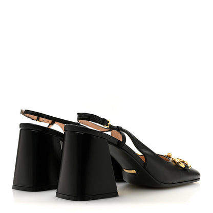 Gucci Malaga Kid Horsebit 75mm Slingback Pumps 40 Black 5 of 11