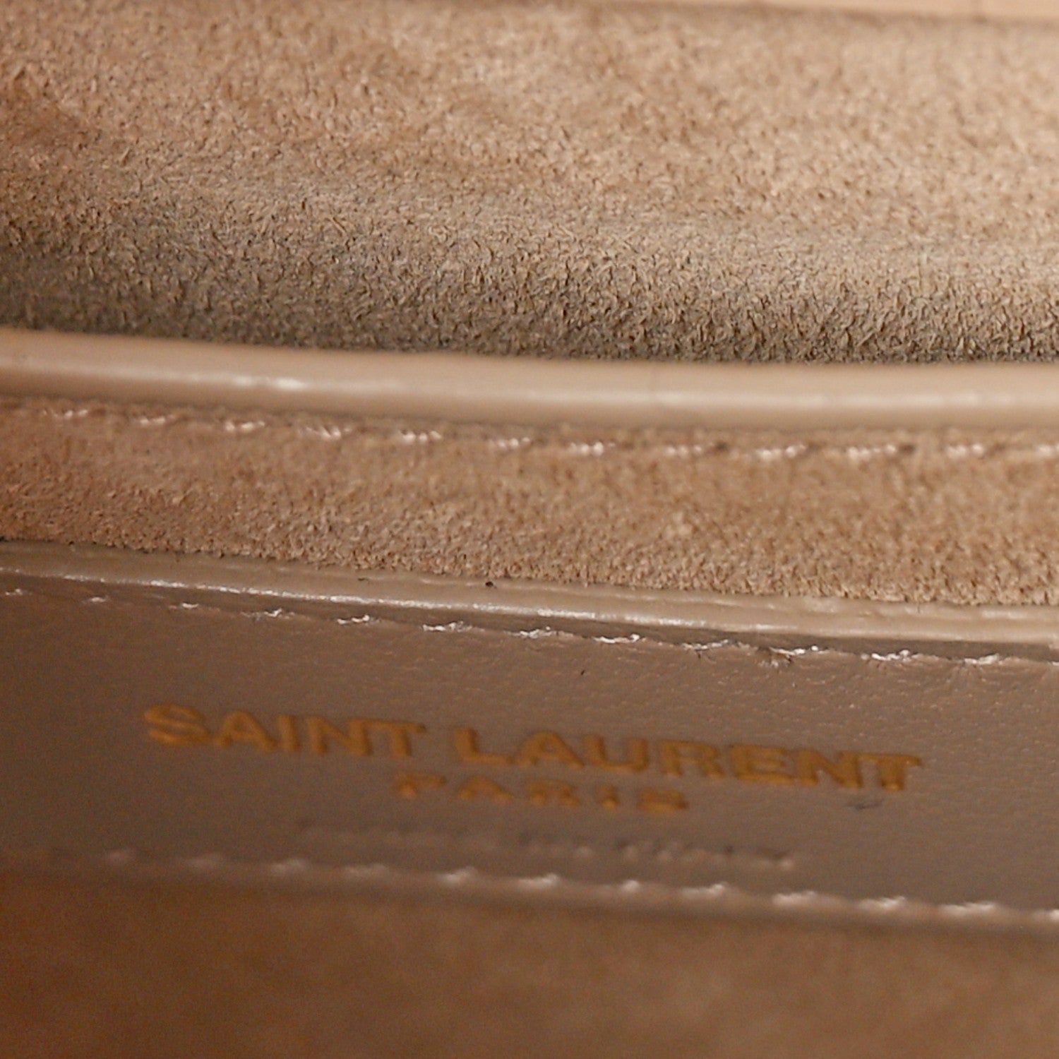 Saint Laurent Calfskin Crocodile Embossed Medium Monogram Sunset Dark Beige 6 of 9