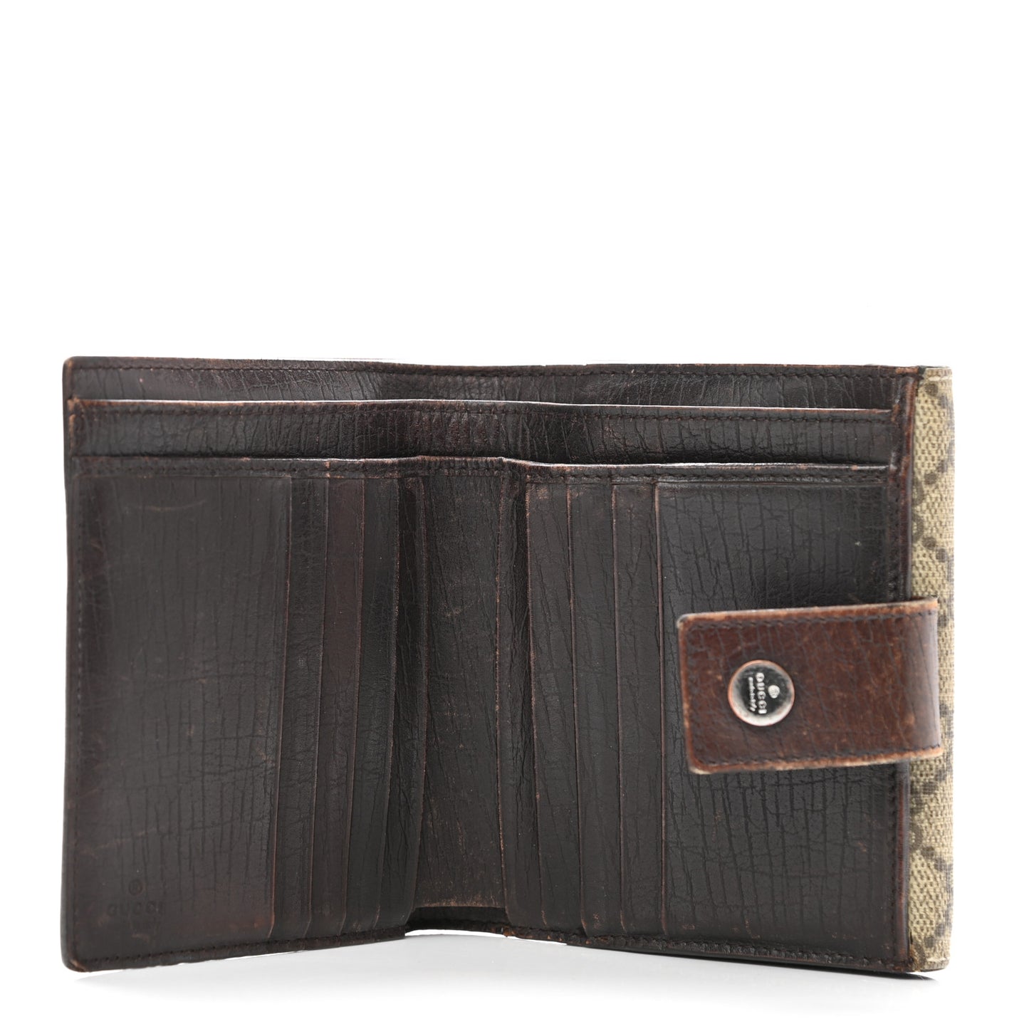 GG Plus Monogram Ladies GG French Flap Wallet Beige Ebony Cocoa