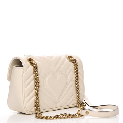 Gucci Calfskin Matelasse Mini GG Marmont Shoulder Bag White 3 of 7
