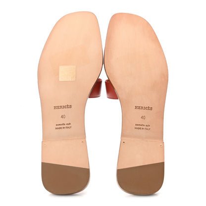 Hermes Calfskin Oran Oran Sandals 40 Orange Brulee 6 of 10