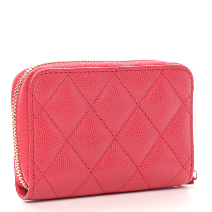 Chanel Caviar Quilted Zip Coin Purse Pink 3 of 8