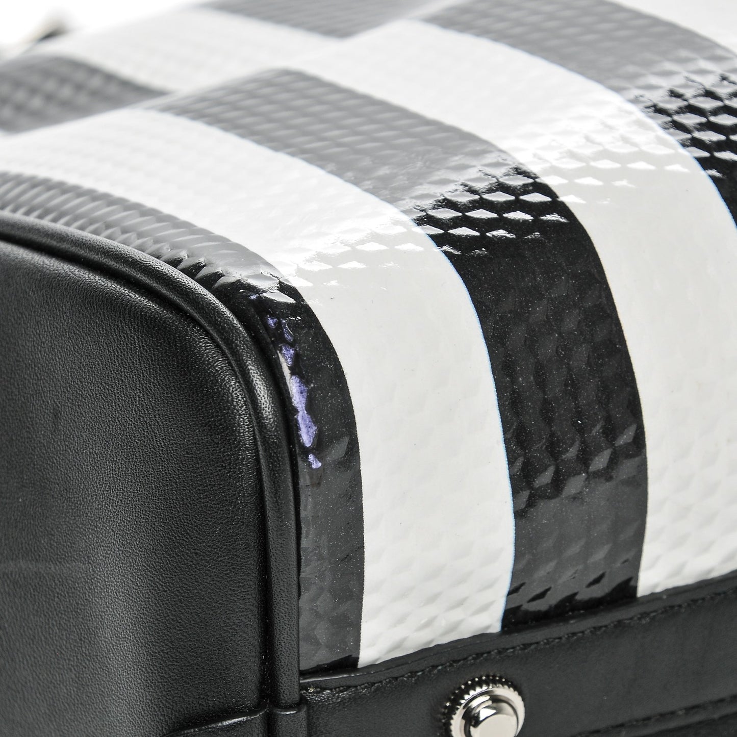 3.1 Calfskin Medium Striped Ryder Satchel Black White