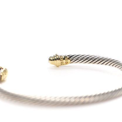 David Yurman Sterling Silver 18K Yellow Gold Diamond 4mm Cable Kids Bracelet 4 of 4