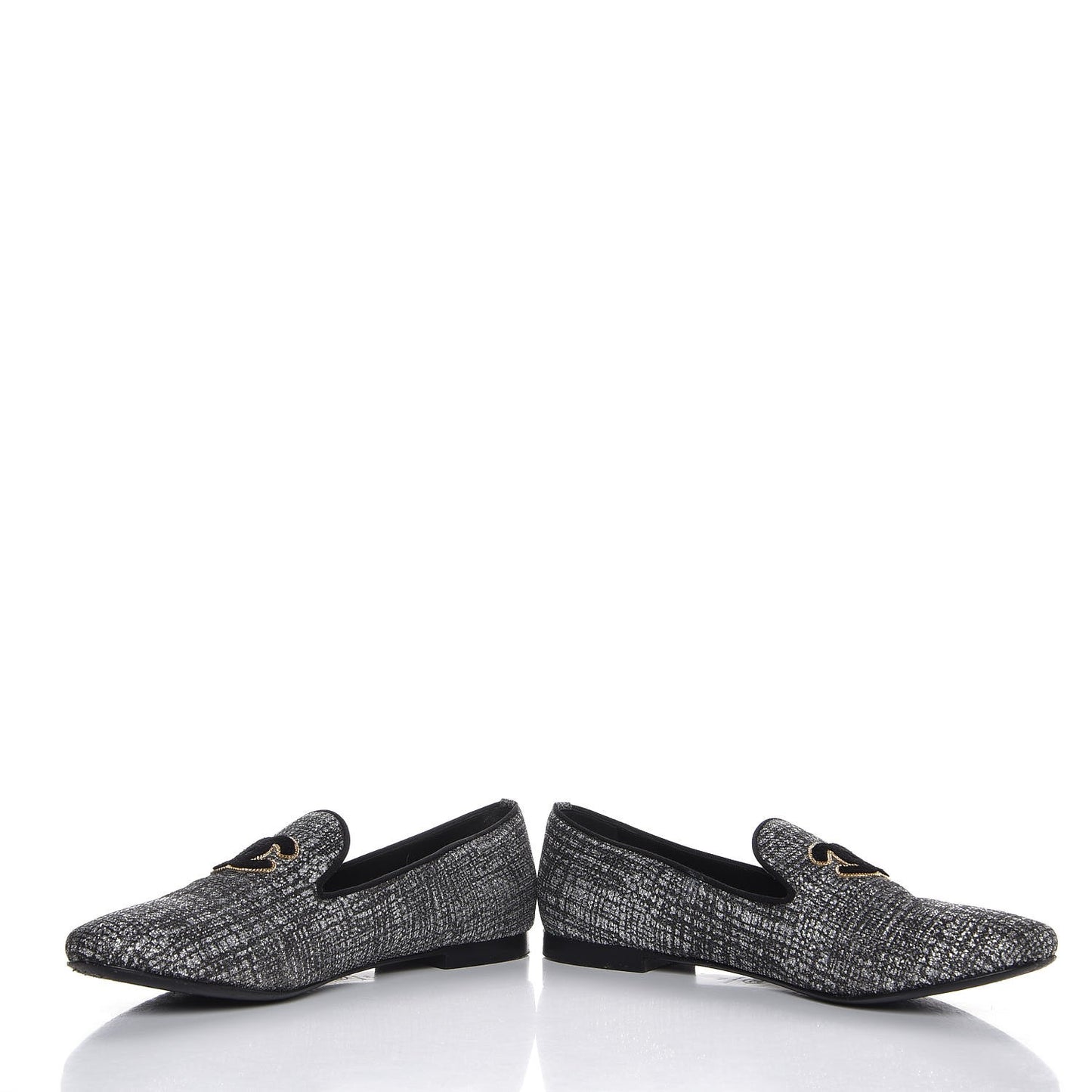 Fantasy Tweed CC Mocassin Loafers 41 Silver