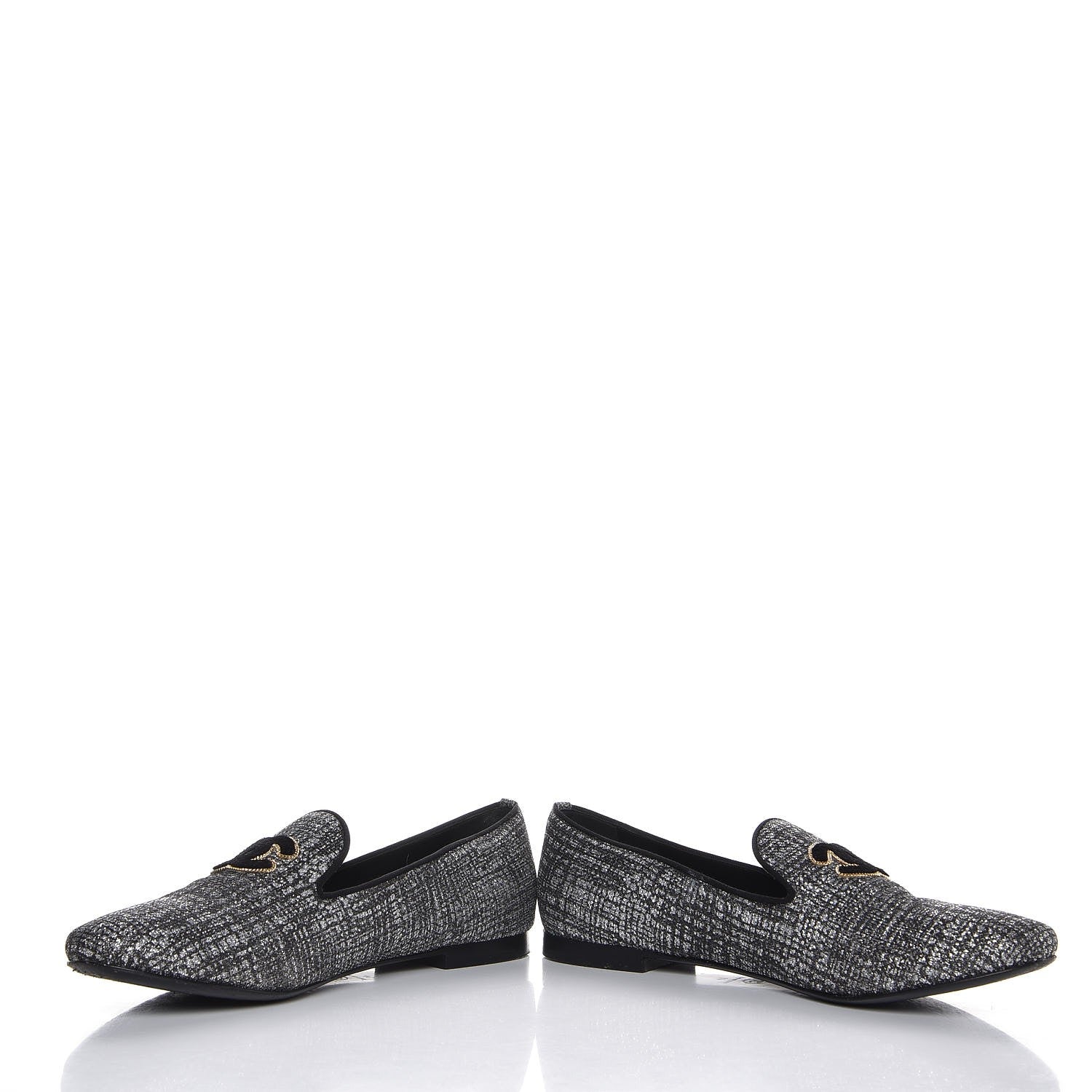Chanel Fantasy Tweed CC Mocassin Loafers 41 Silver 5 of 11