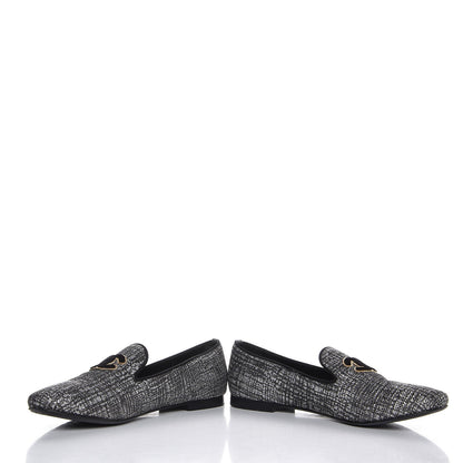 Chanel Fantasy Tweed CC Mocassin Loafers 41 Silver 5 of 11
