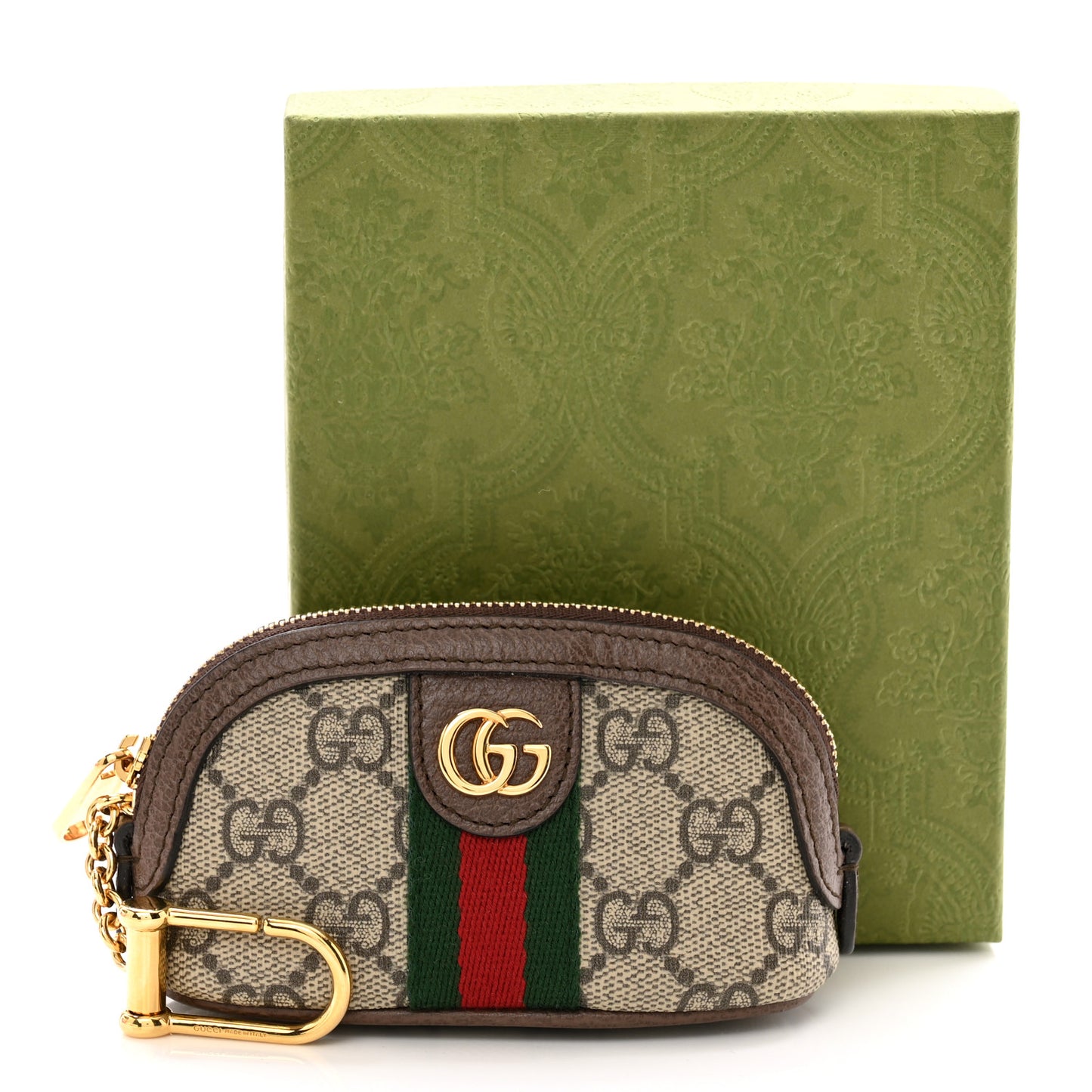 GG Supreme Monogram Web Ophidia Dome Key Pouch Beige New Acero