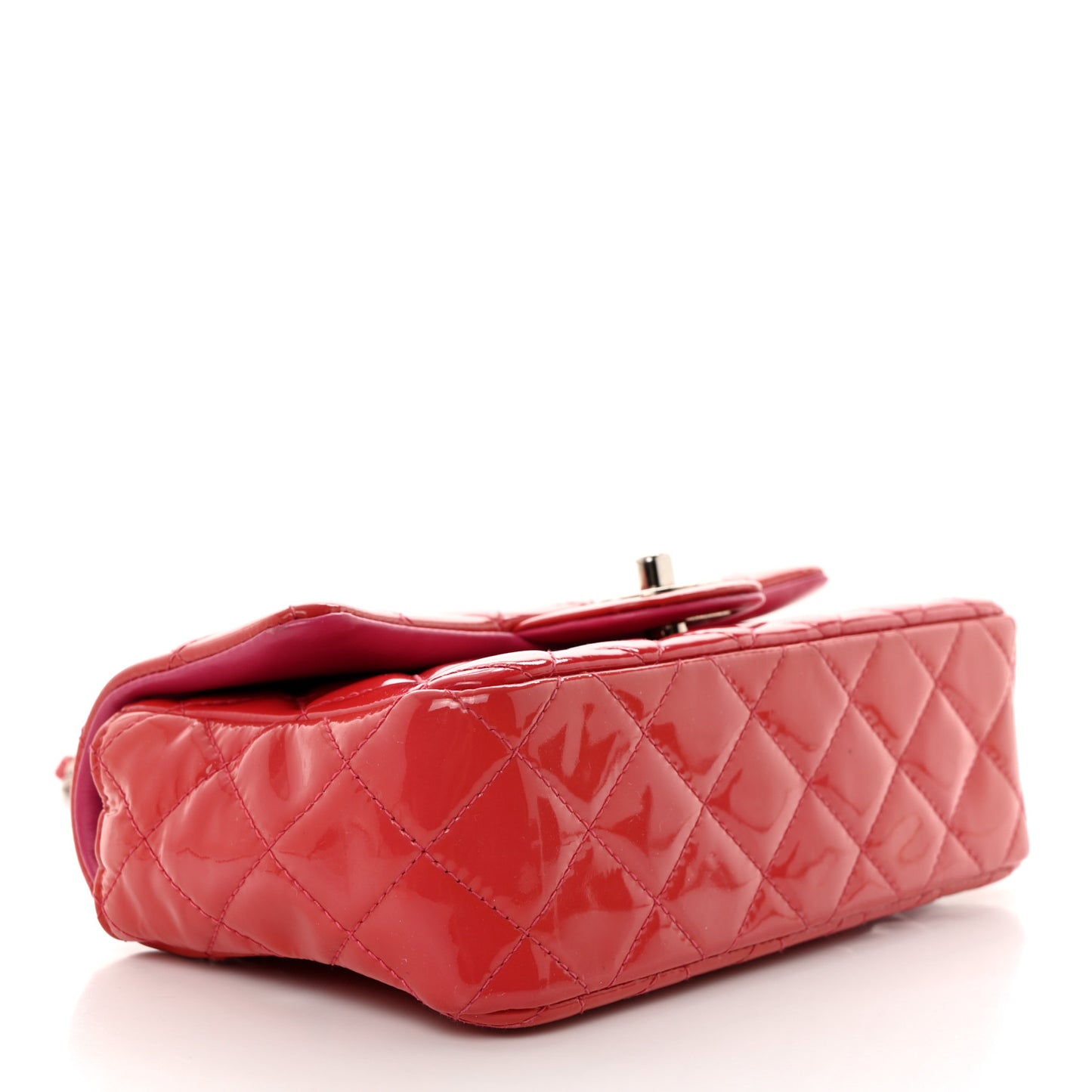 Patent Calfskin Quilted Mini Rectangular Flap Pink