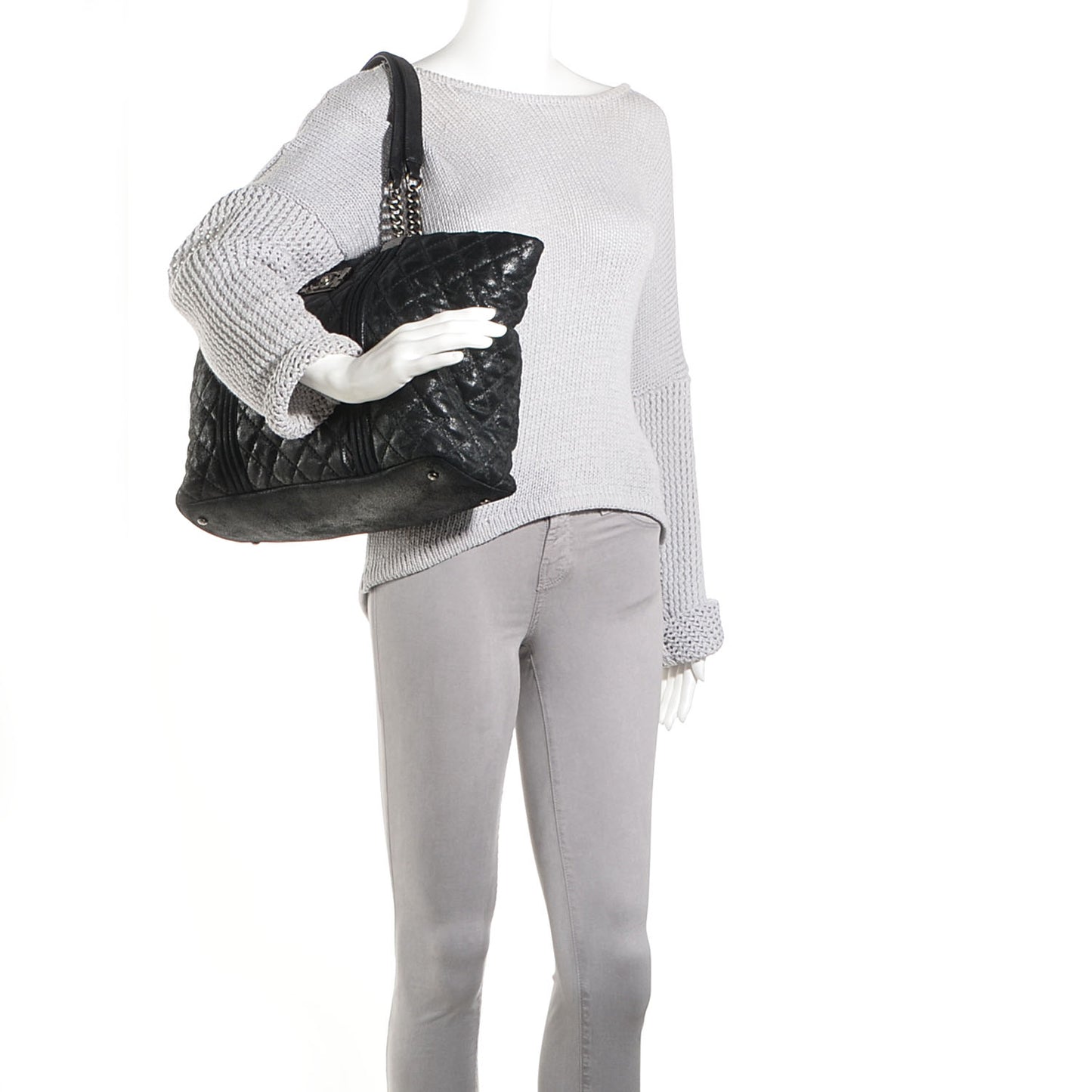 Goatskin Large Gentle Boy Shopping Tote Black