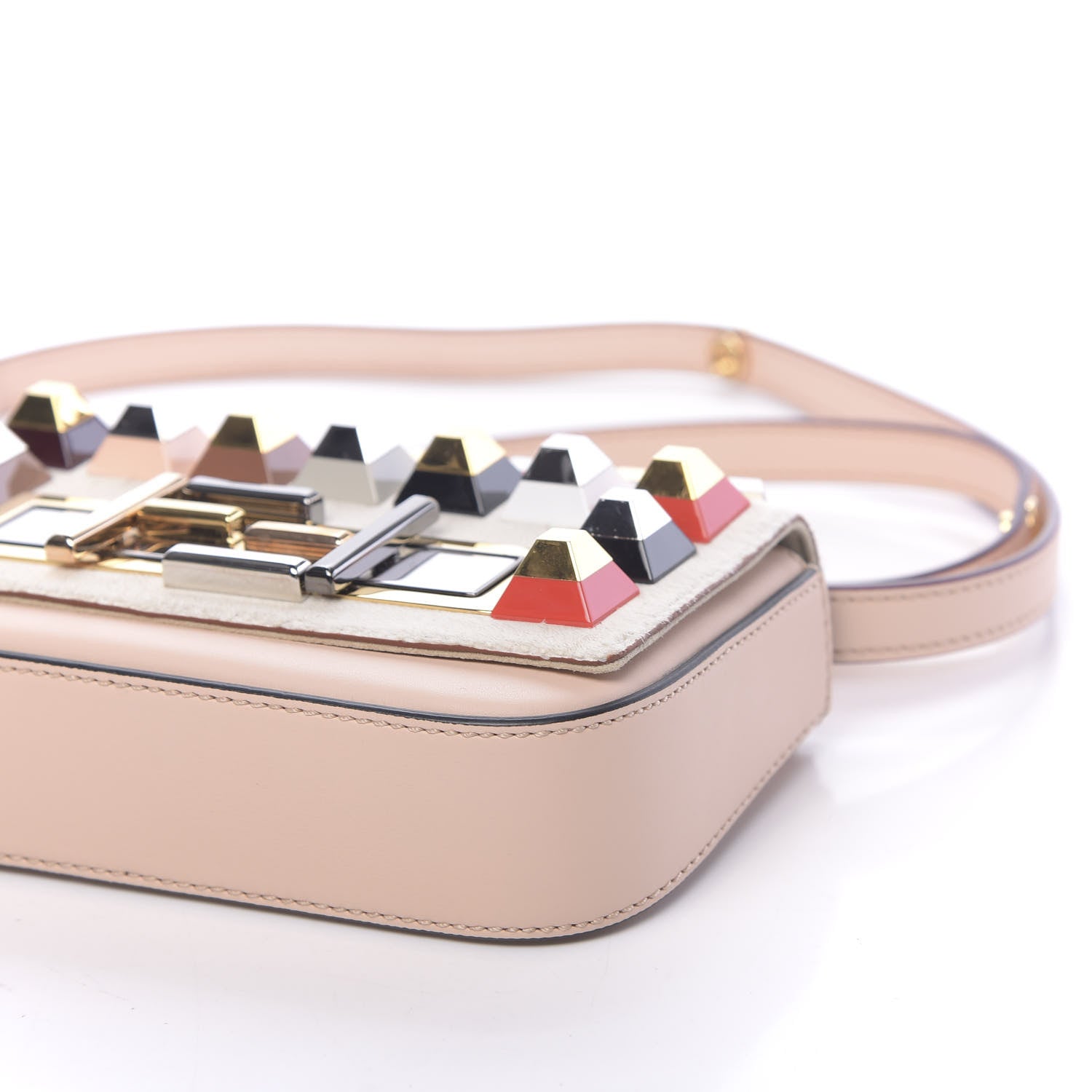 Fendi Vitello Dolce Calf Hair Studded Mini 3Baguette Shoulder Bag Light Pink 8 of 10