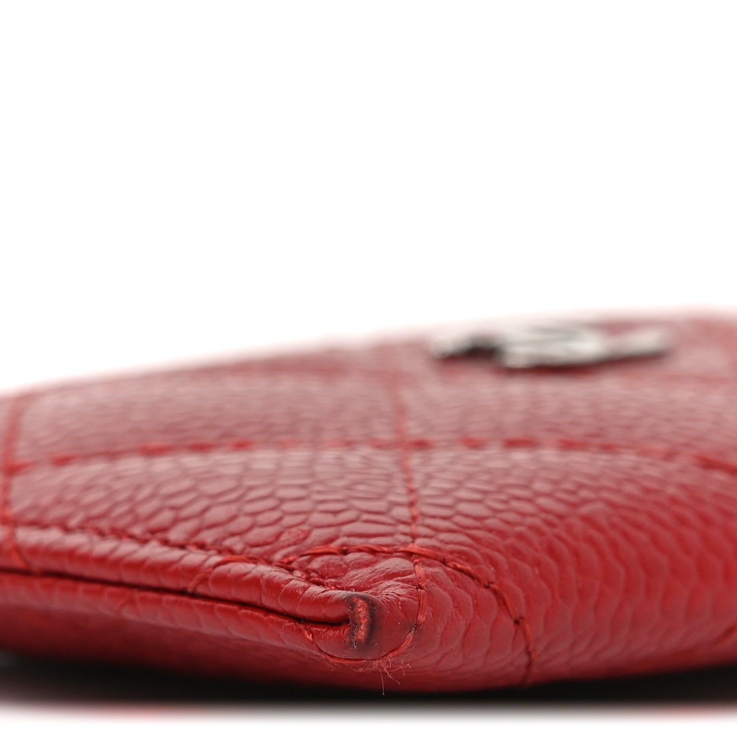 Caviar Quilted Card Holder Red