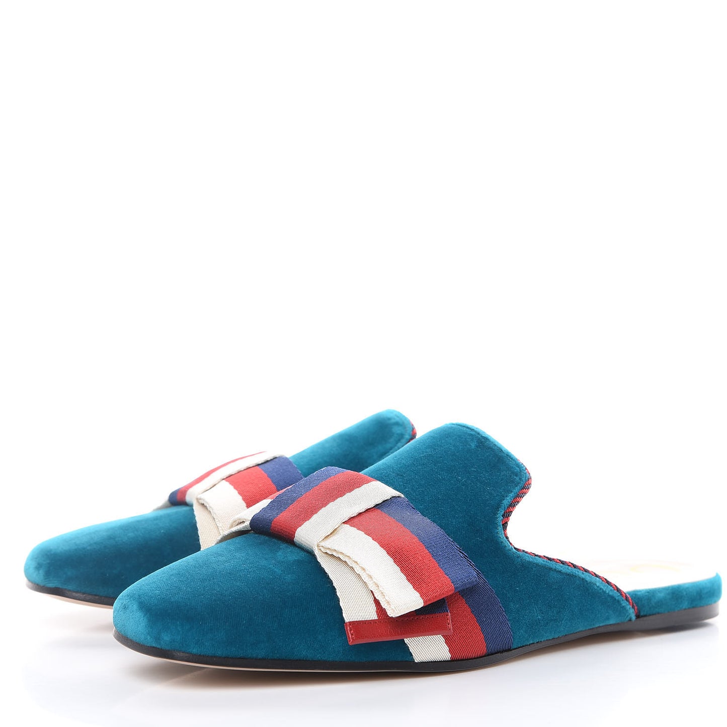 Velvet Sylvie Bow Slippers 38.5 Pavone