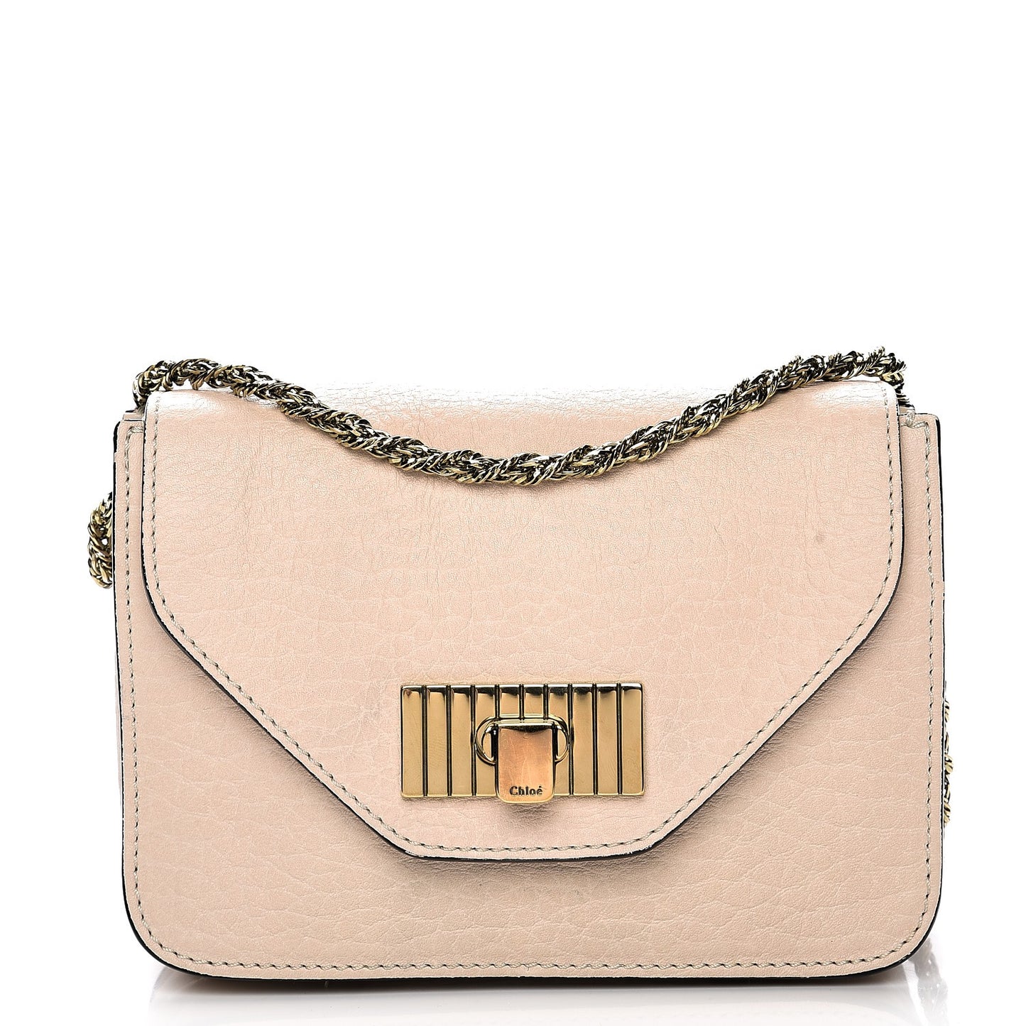 Grained Calfskin Mini Sally Flap Bag Beige