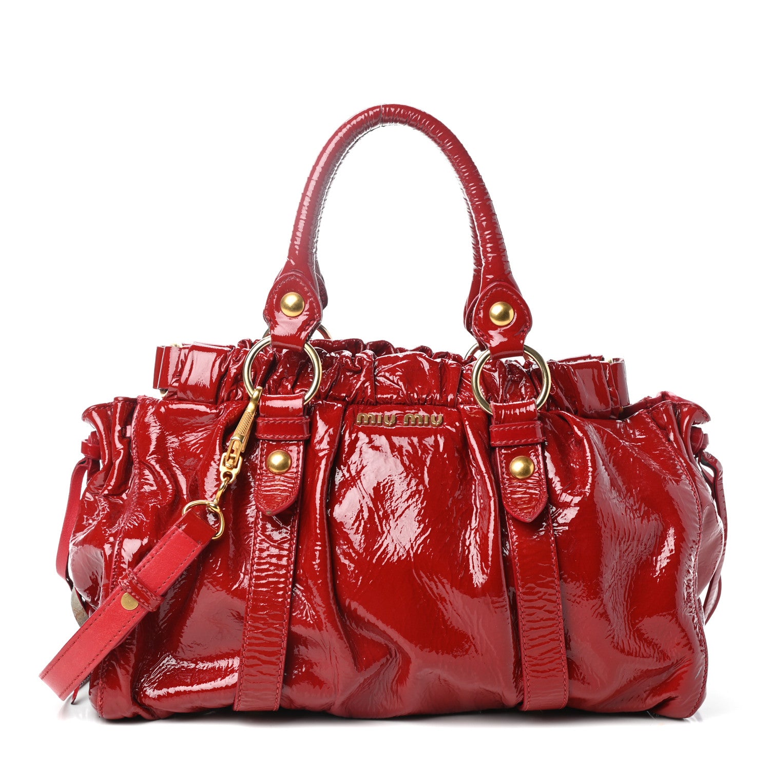 Miu Miu Vernice Gathered Tote Rubino 1 of 9