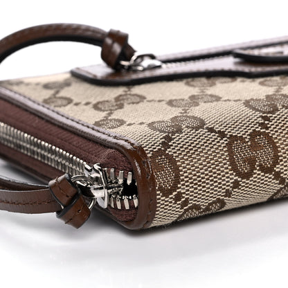 Balenciaga X GUCCI GG Monogram Azalea Calfskin Neo Classic Zip Around Wallet Beige Ebony Brown Sugar 8 of 10
