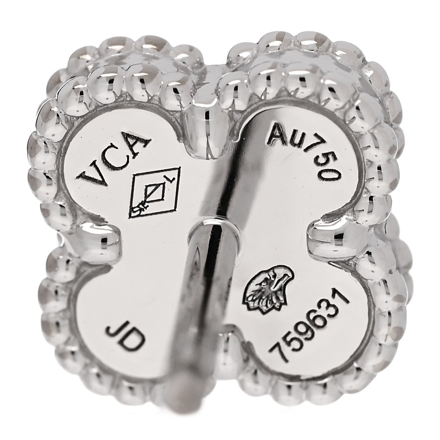 Van Cleef & Arpels 18K White Gold Mother of Pearl Sweet Alhambra Earrings 4 of 5
