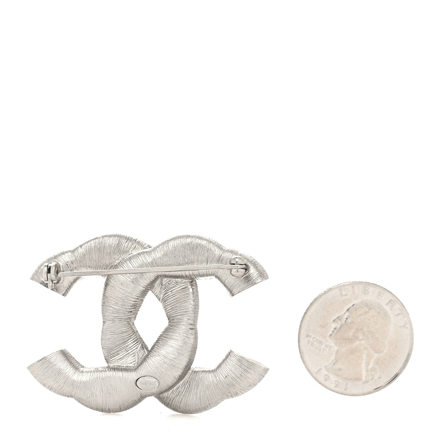 Crystal Twisted CC Brooch Silver