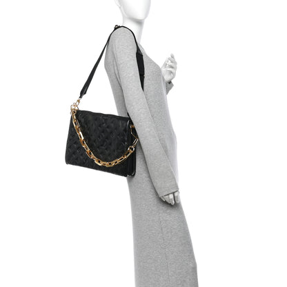 Louis Vuitton Lambskin Embossed Monogram Coussin MM Black 2 of 10