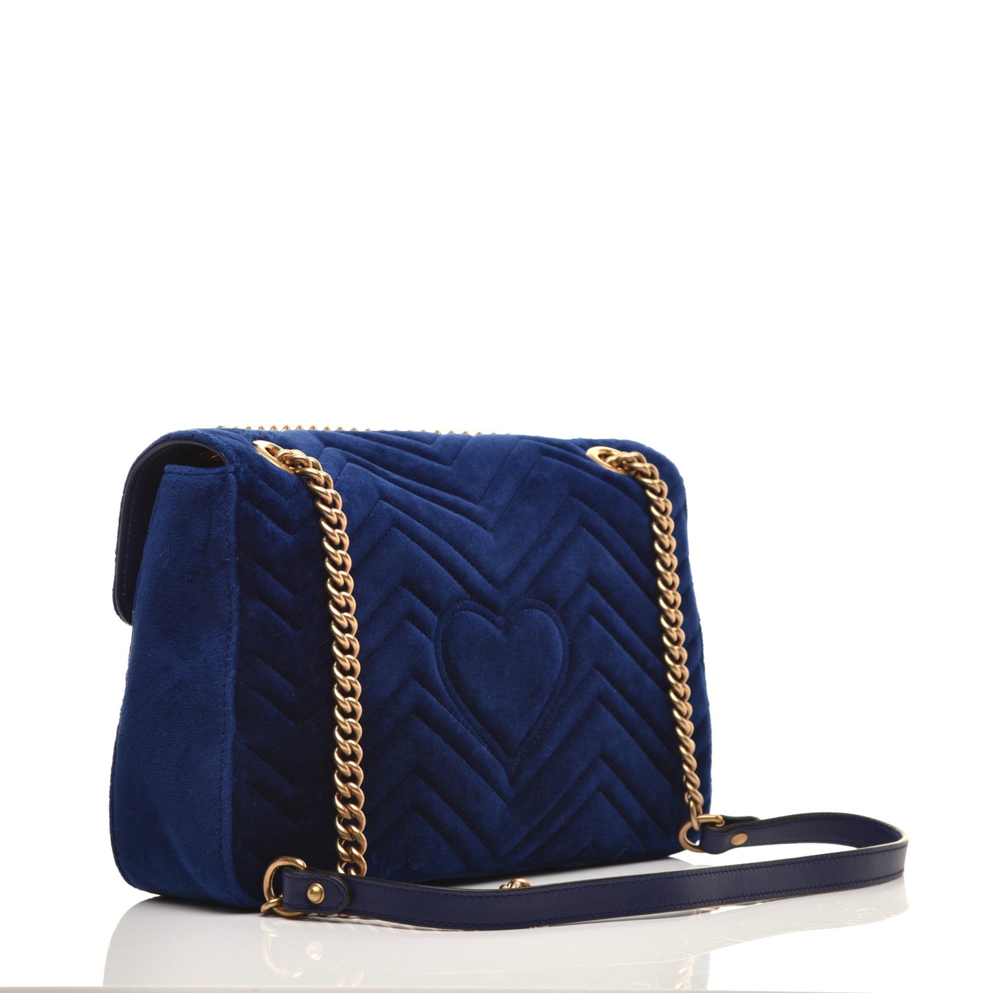 Velvet Matelasse Medium GG Marmont Shoulder Bag Cobalt Blue