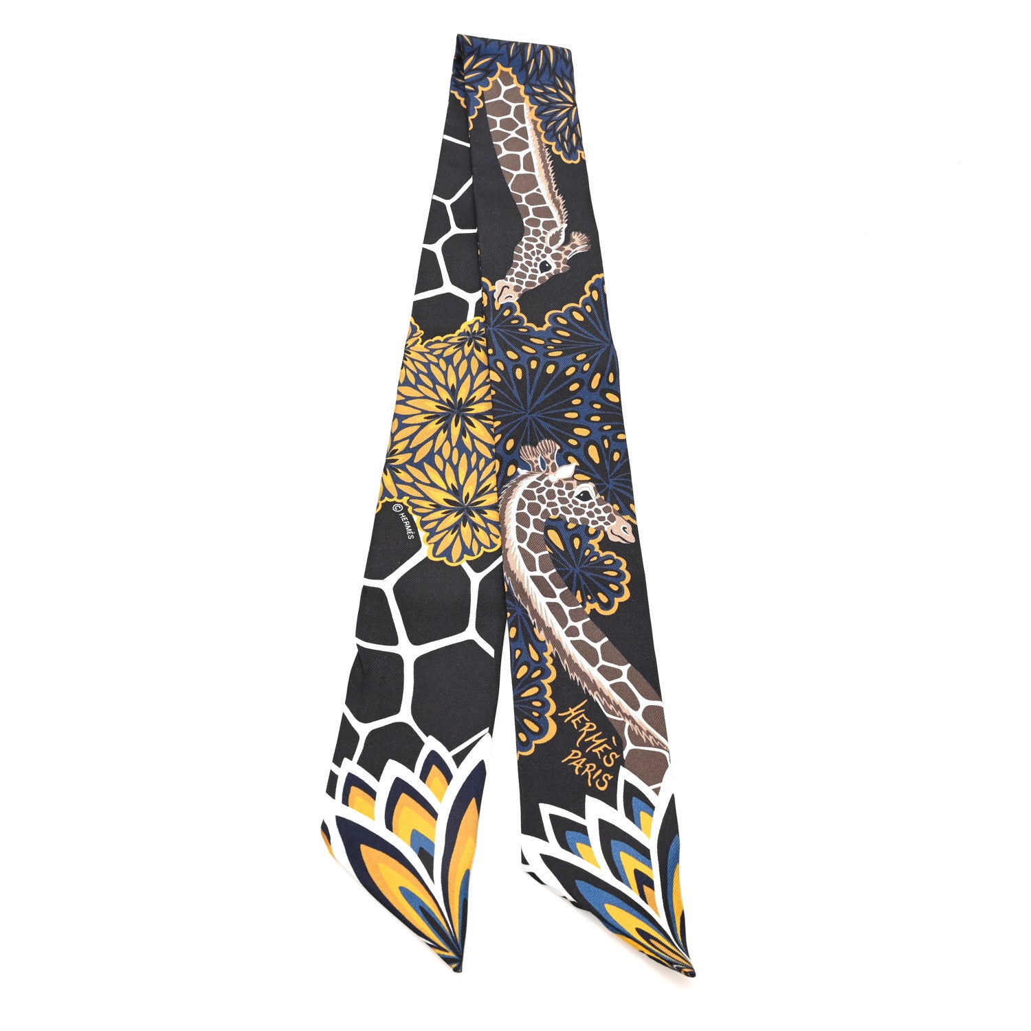 Hermes Silk Three Graces Twilly Black Gold Taupe 2 of 3