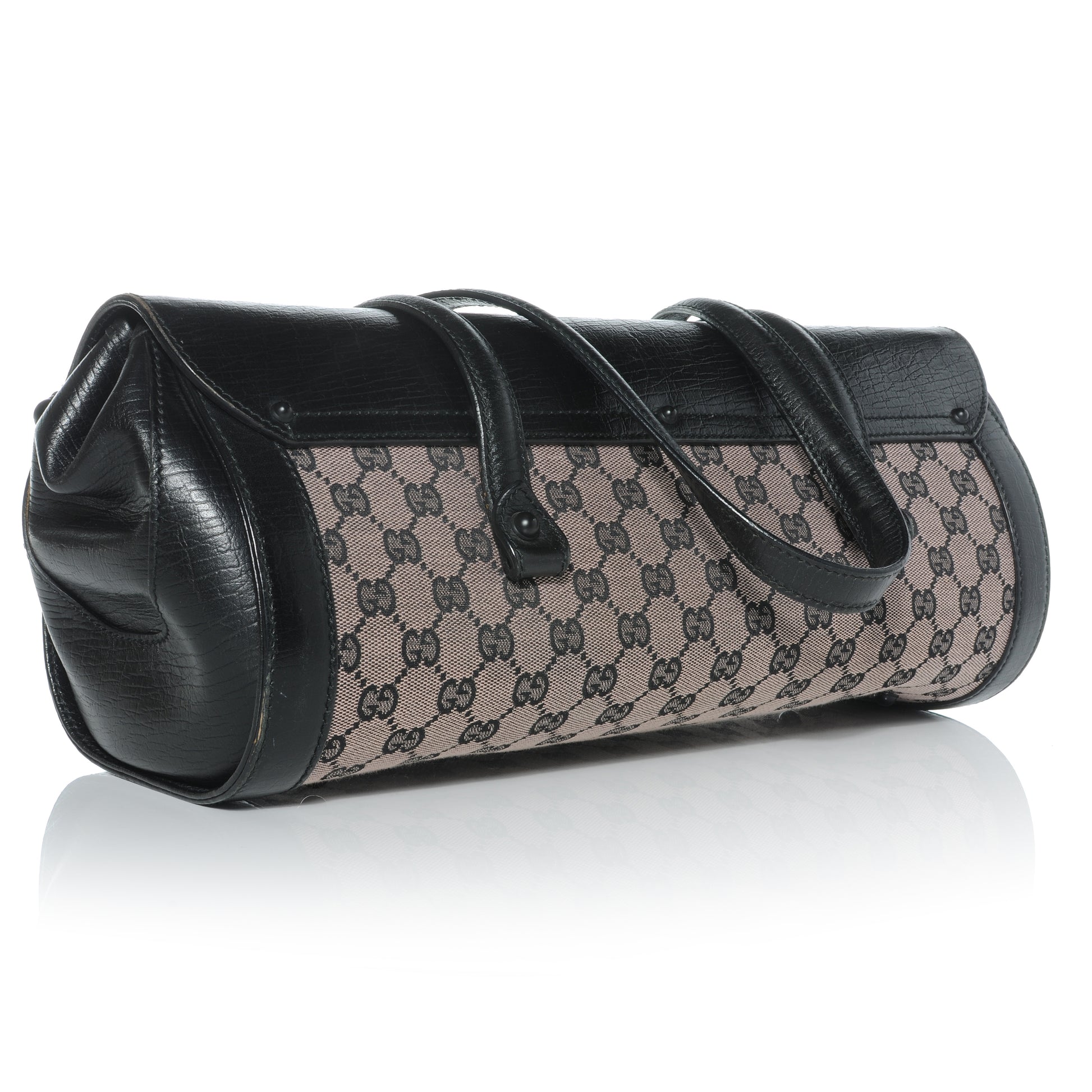 Gucci Monogram Bamboo Bullet Satchel Black 3 of 8