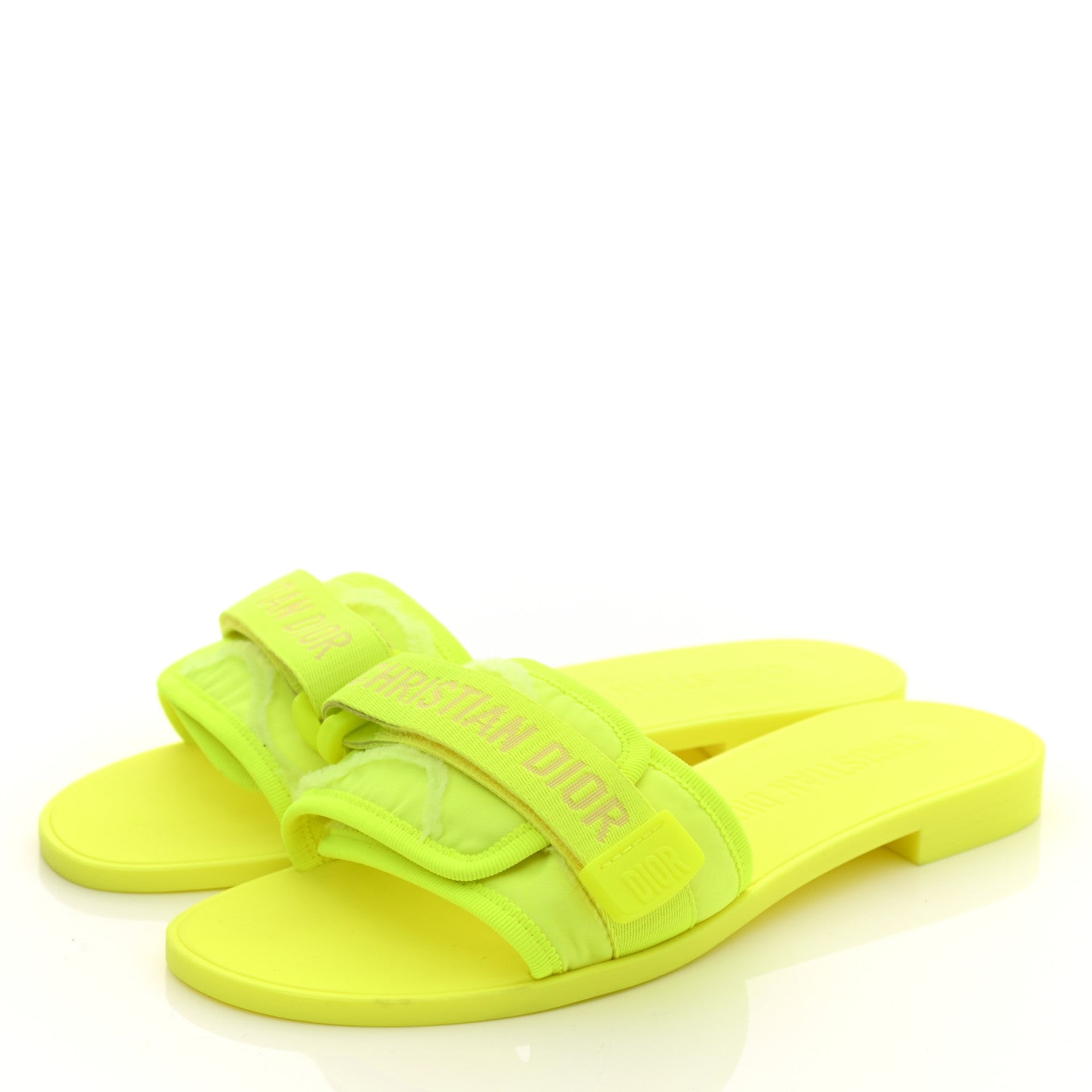 Christian Dior Technical Stretch Fabric Camouflage Dio(r)evolution Slide Sandals 40 Yellow Fluo 3 of 9