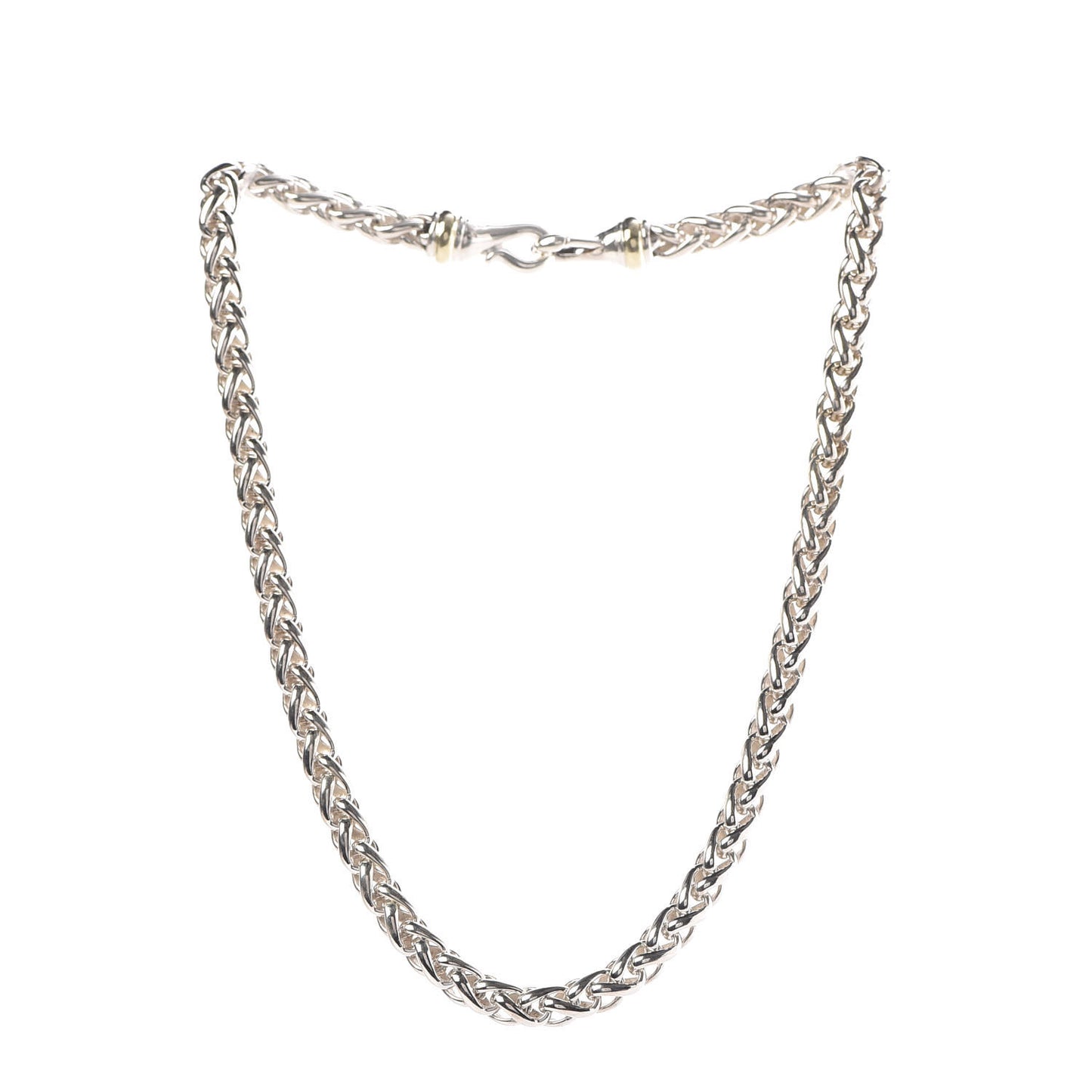 Sterling Silver 14K Yellow Gold 6mm Wheat Chain Necklace