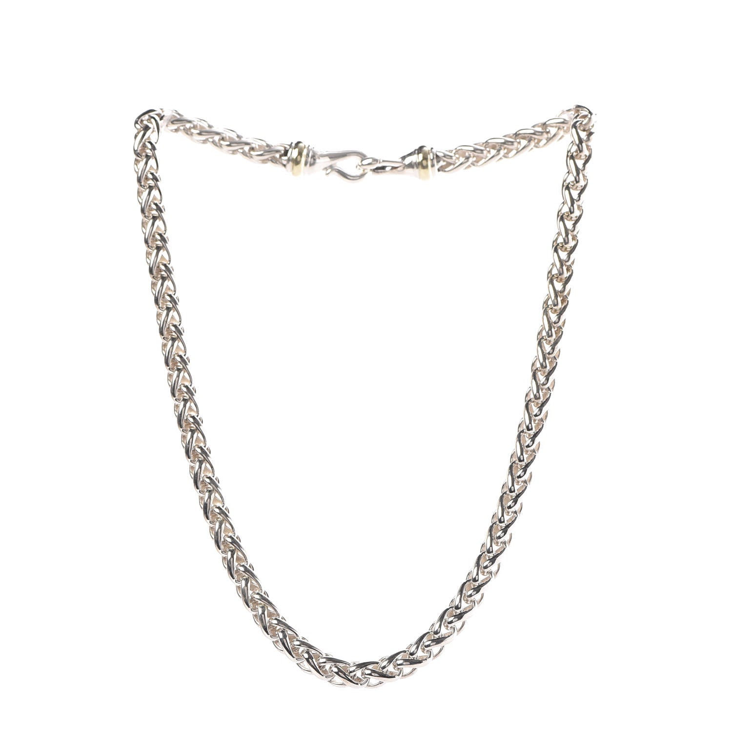 David Yurman Sterling Silver 14K Yellow Gold 6mm Wheat Chain Necklace 3 of 5