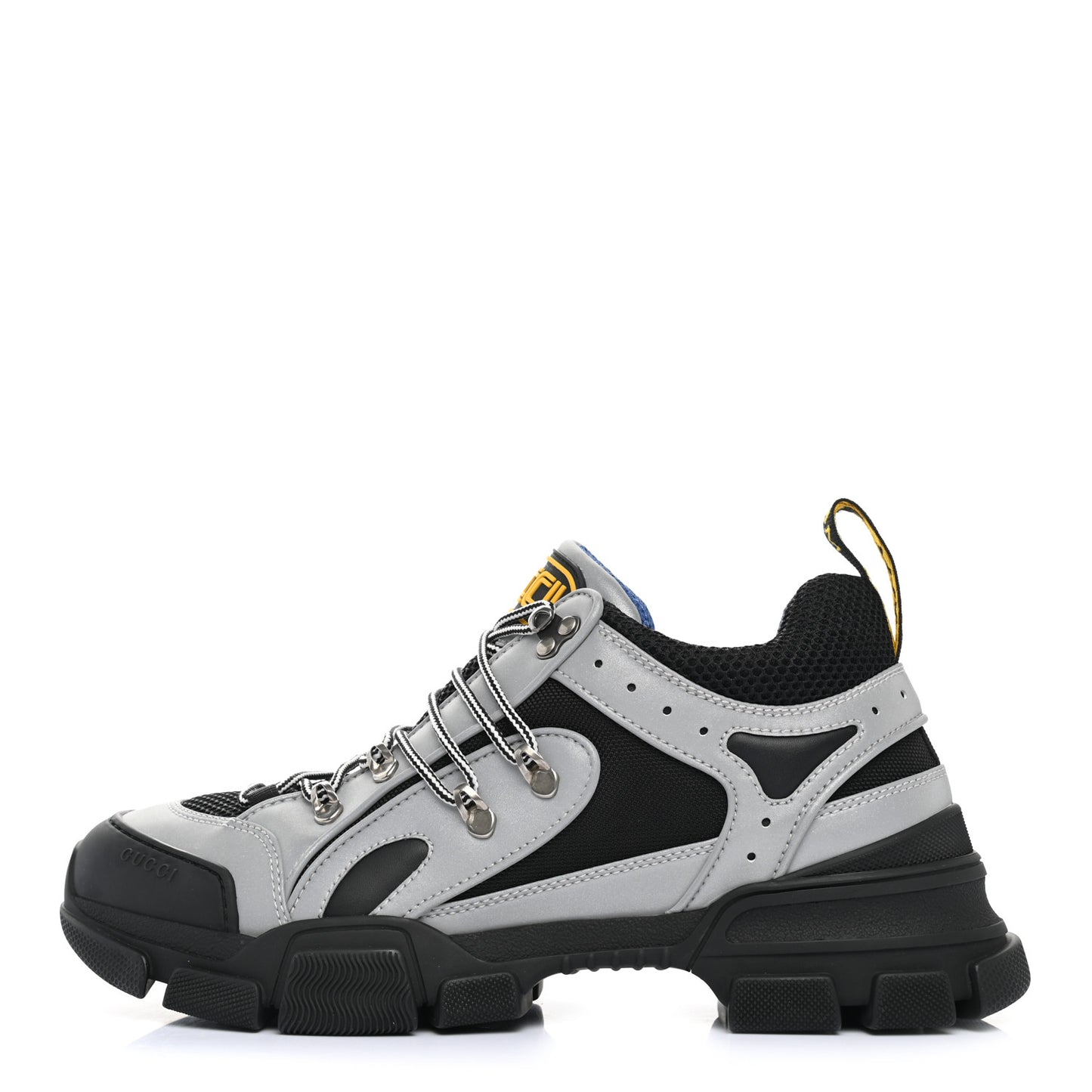 X SEGA Mesh Technical Canvas Calfskin Reflective Mens Flashtrek Sneakers 9.5 Silver Black