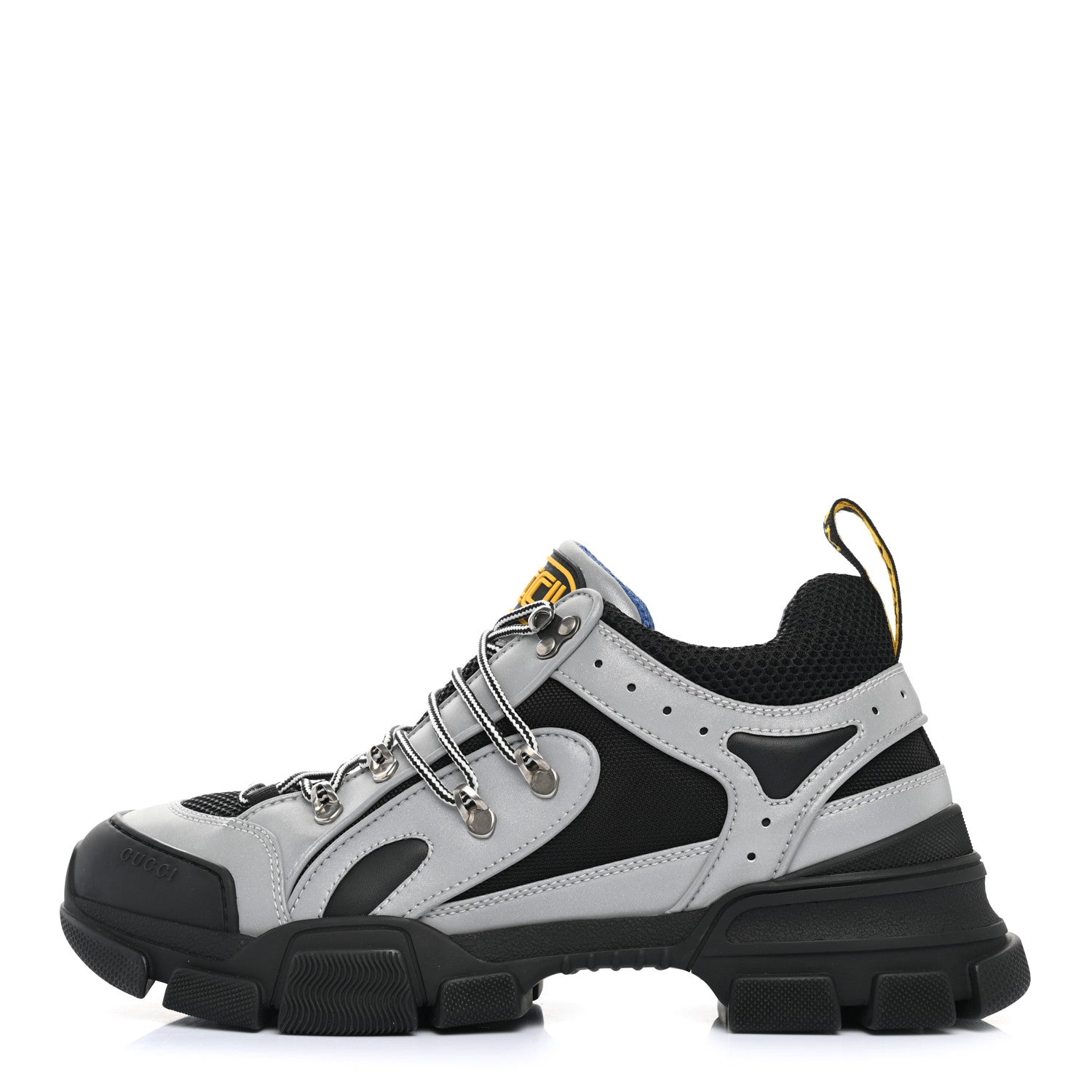 Gucci X SEGA Mesh Technical Canvas Calfskin Reflective Mens Flashtrek Sneakers 9.5 Silver Black 1 of 7
