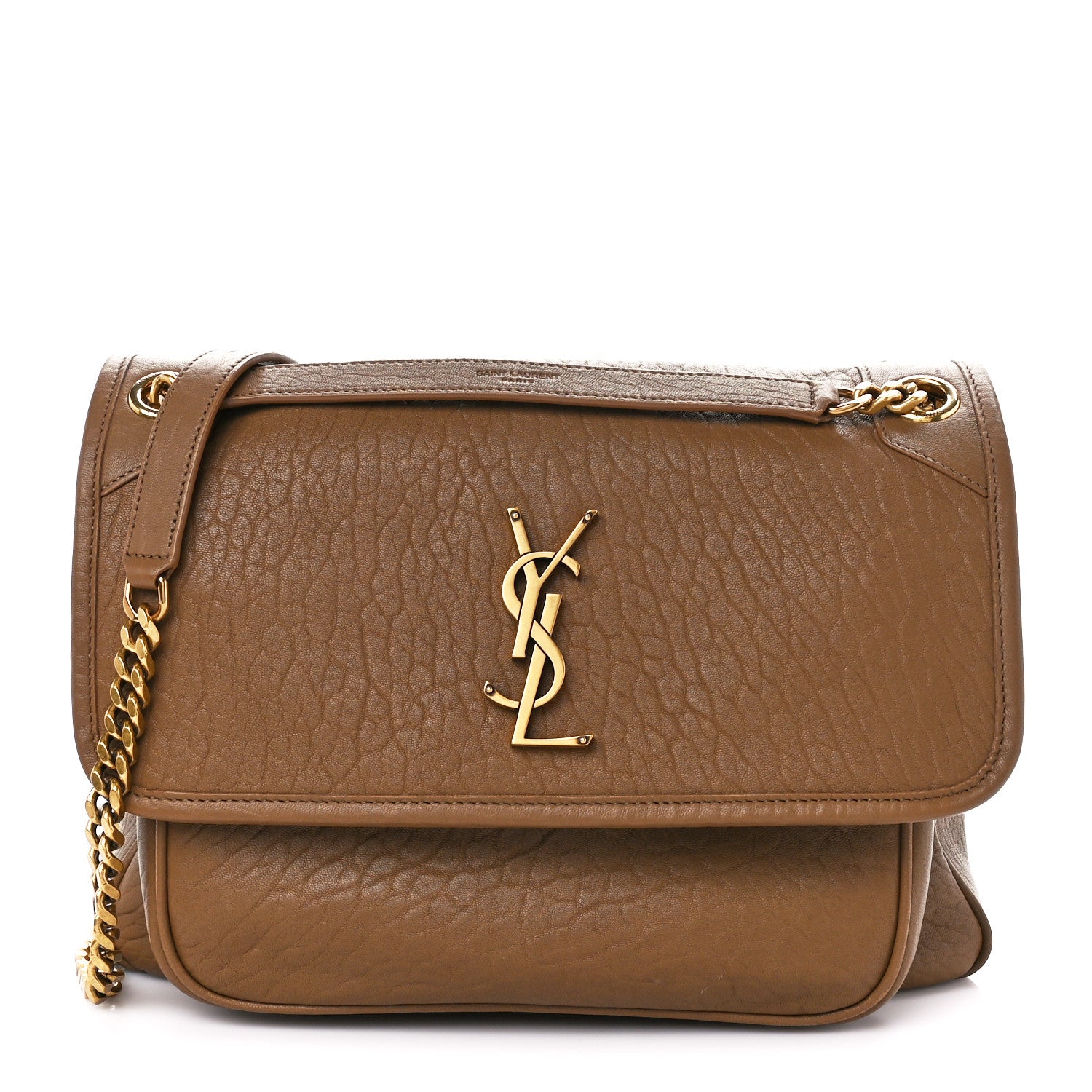 Saint Laurent Grained Lambskin Monogram Medium Niki Chain Satchel Dark Cork 1 of 11
