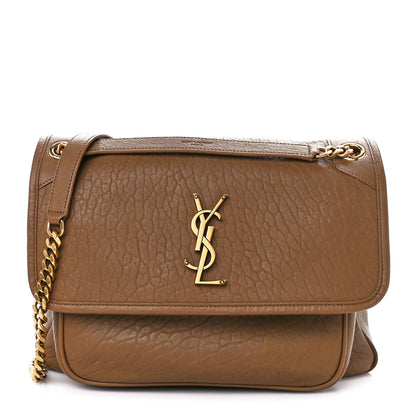 Saint Laurent Grained Lambskin Monogram Medium Niki Chain Satchel Dark Cork 1 of 11
