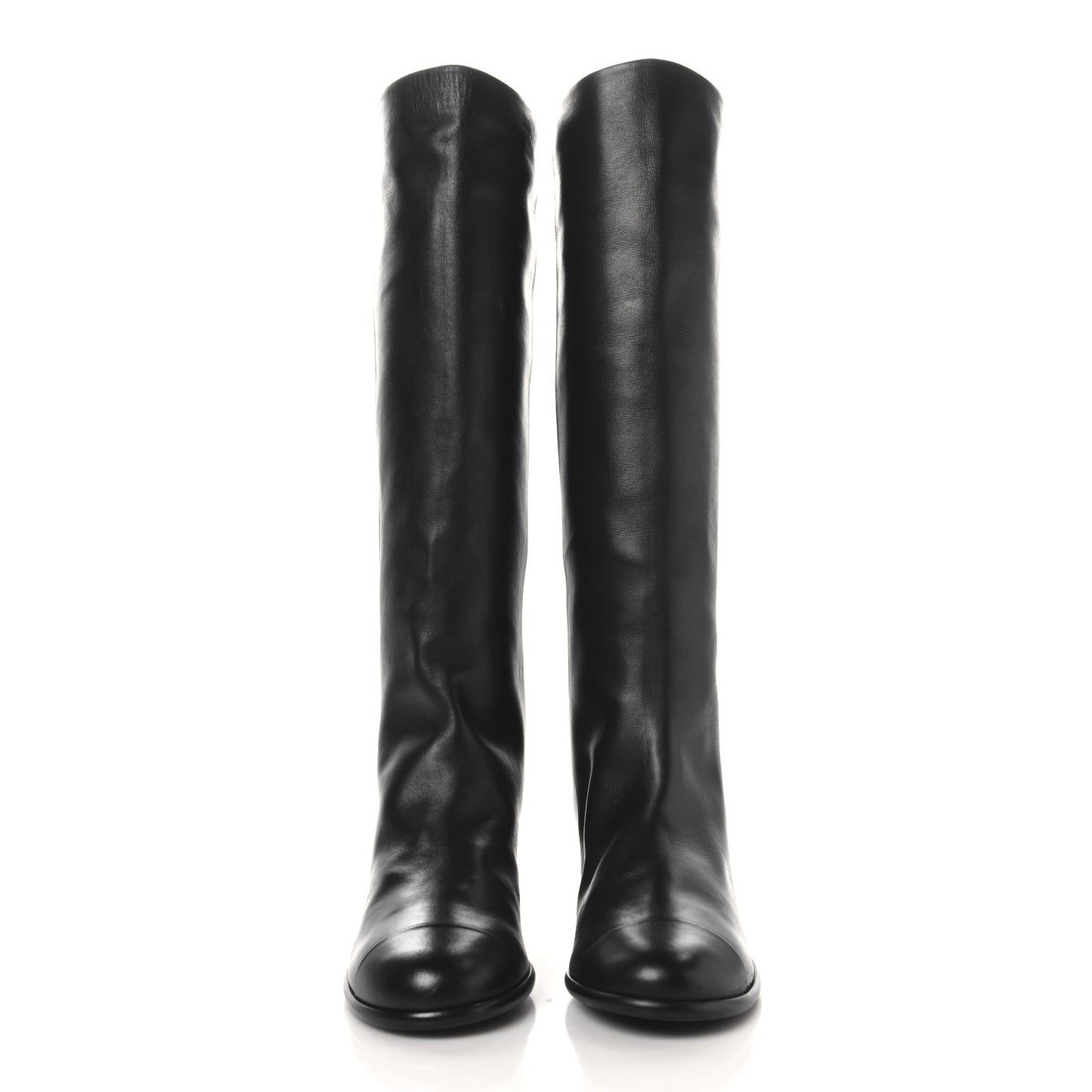 Calfskin CC High Boots 37.5 Black