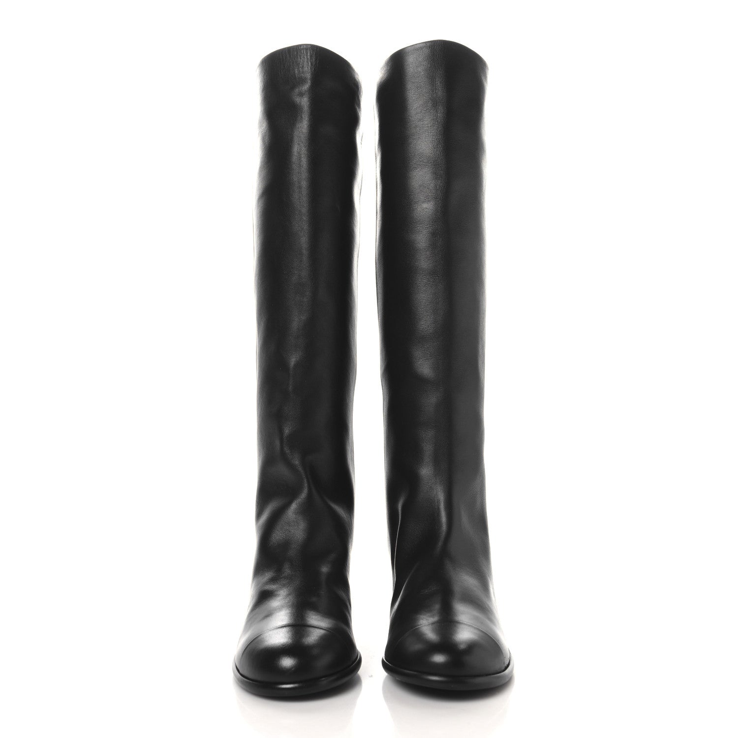 Chanel Calfskin CC High Boots 37.5 Black 2 of 8