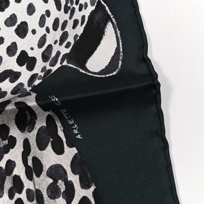 Hermes Silk Twill Lazy Leopardesses Scarf 90 Vert Black Gris 6 of 6