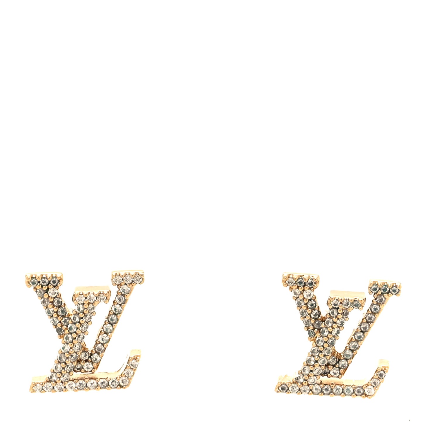 Metal Crystal LV Iconic Earrings Gold