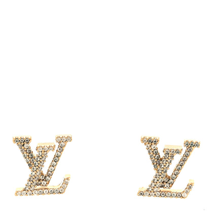 Louis Vuitton Metal Crystal LV Iconic Earrings Gold 1 of 6
