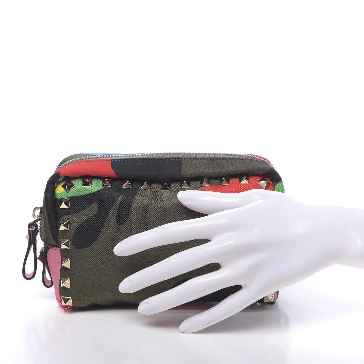 Nylon Camouflage Rockstud Pouch Multicolor