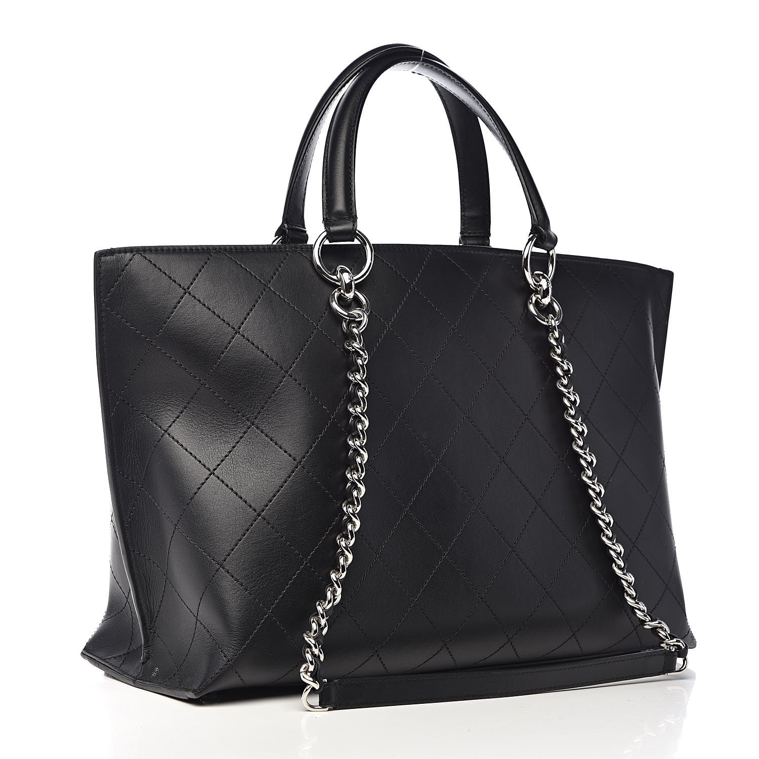 Chanel Calfskin Stitched Shopping Tote Black 3 of 10