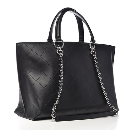 Chanel Calfskin Stitched Shopping Tote Black 3 of 10