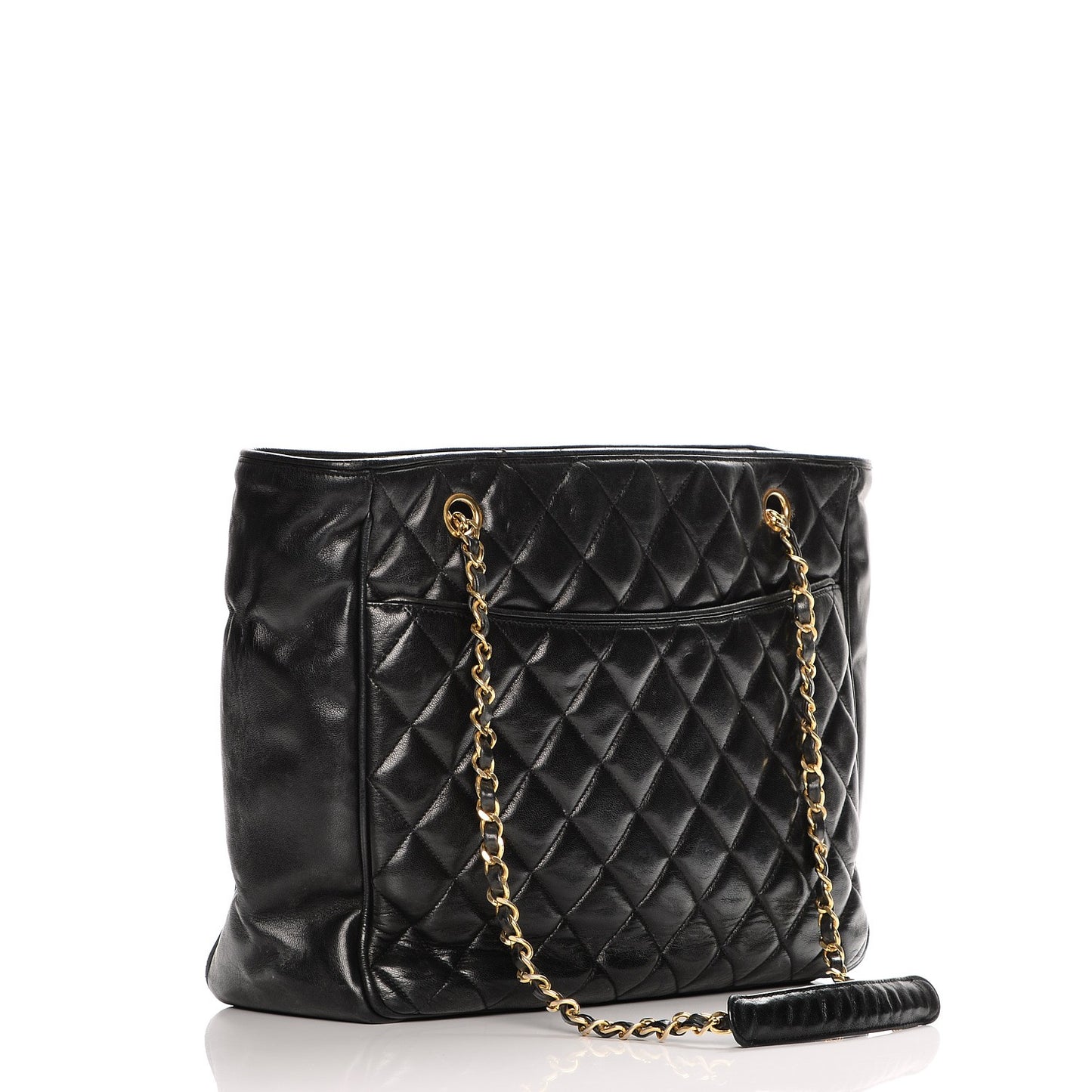 Lambskin Quilted Shopper Tote Black