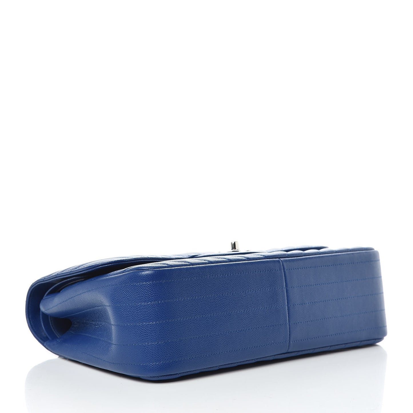 Caviar Chevron Quilted Jumbo Double Flap Blue