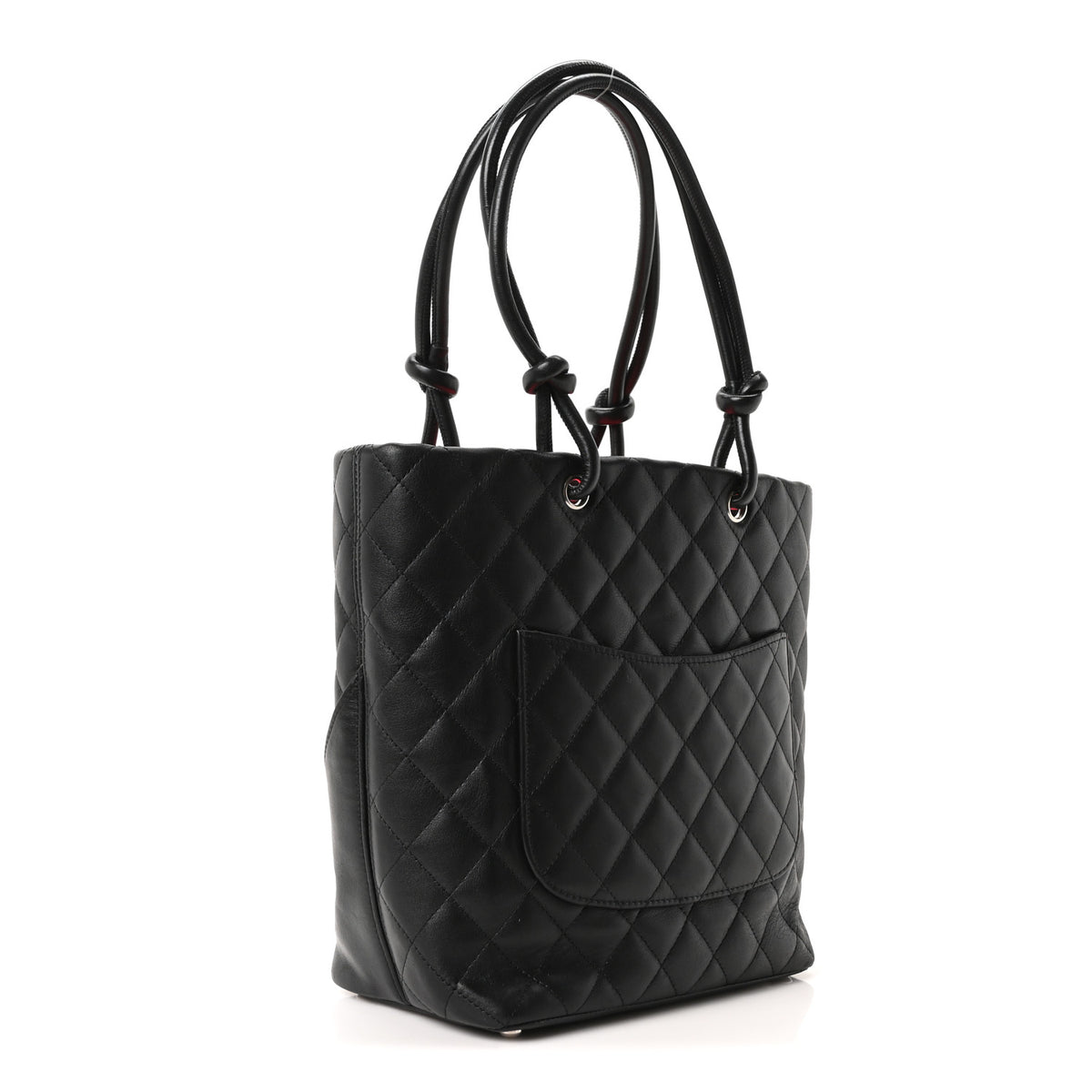 Calfskin Quilted Medium Cambon Tote Black White