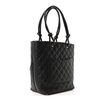 Chanel Calfskin Quilted Medium Cambon Tote Black White 3 of 10