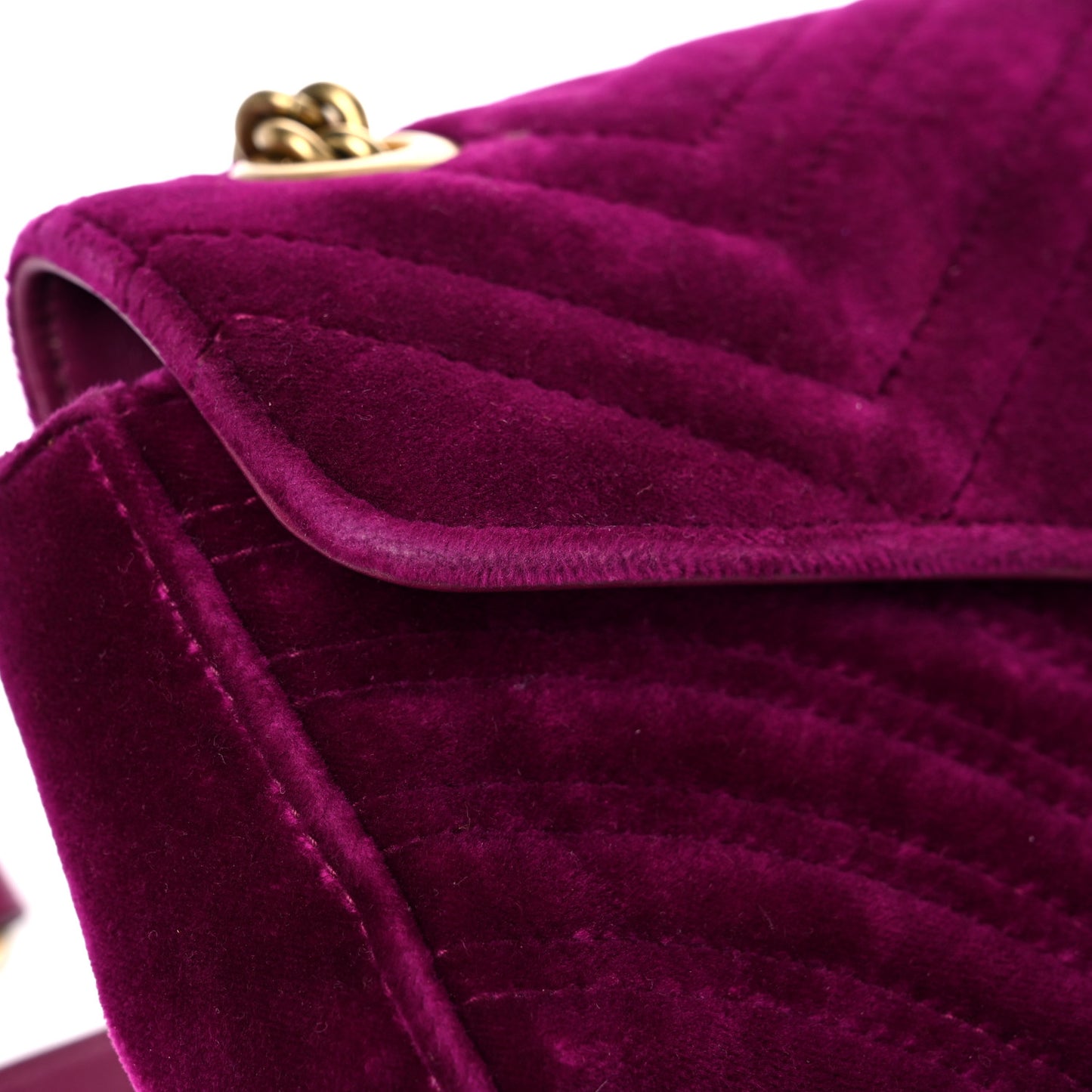 Velvet Matelasse Small GG Marmont Shoulder Bag Fuchsia Violet Cyclamen