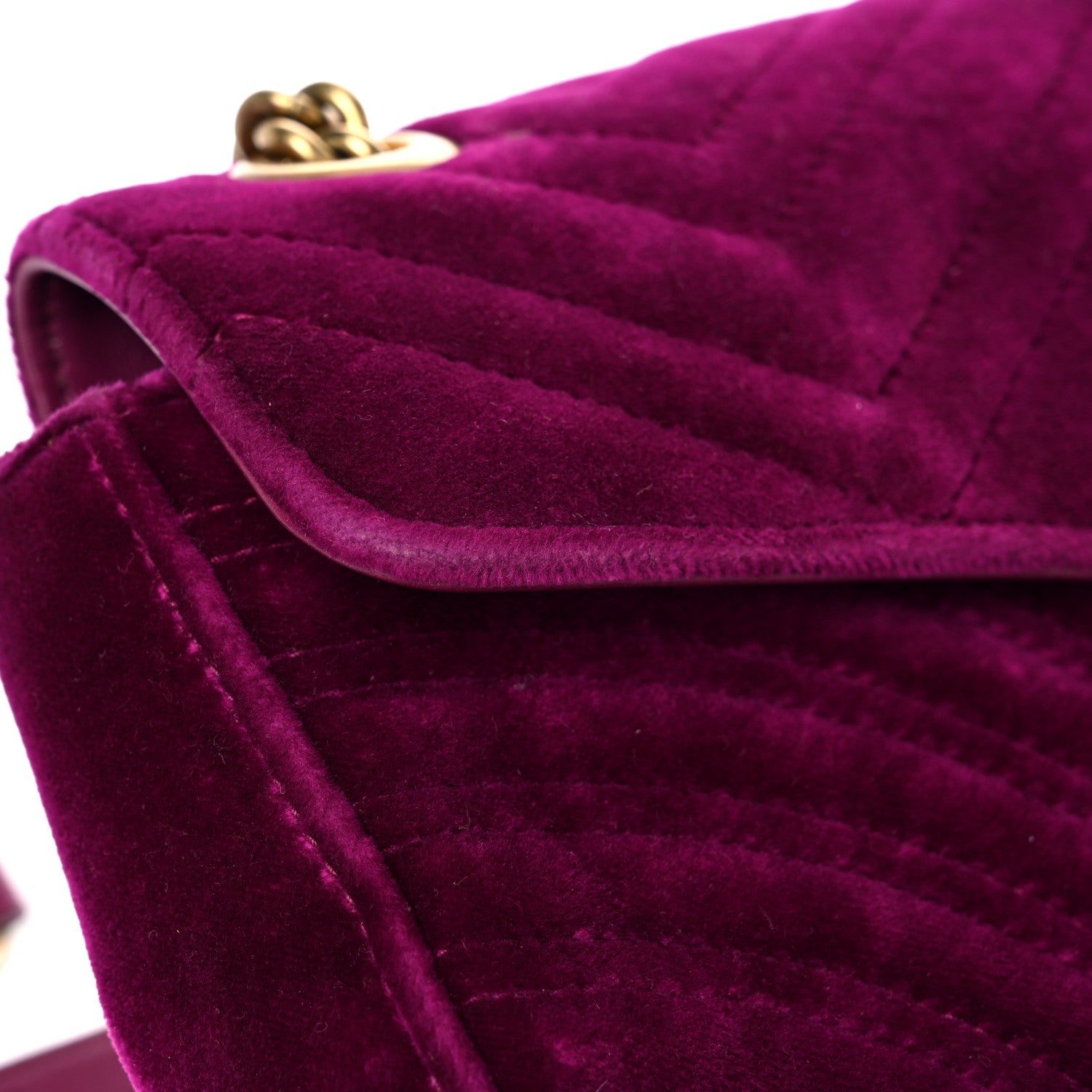 Gucci Velvet Matelasse Small GG Marmont Shoulder Bag Fuchsia Violet Cyclamen 21 of 22