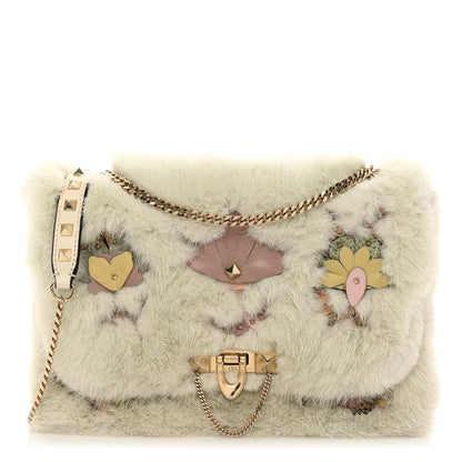 Valentino Garavani Mink Fur Small Demilune Shoulder Bag Beige 1 of 11