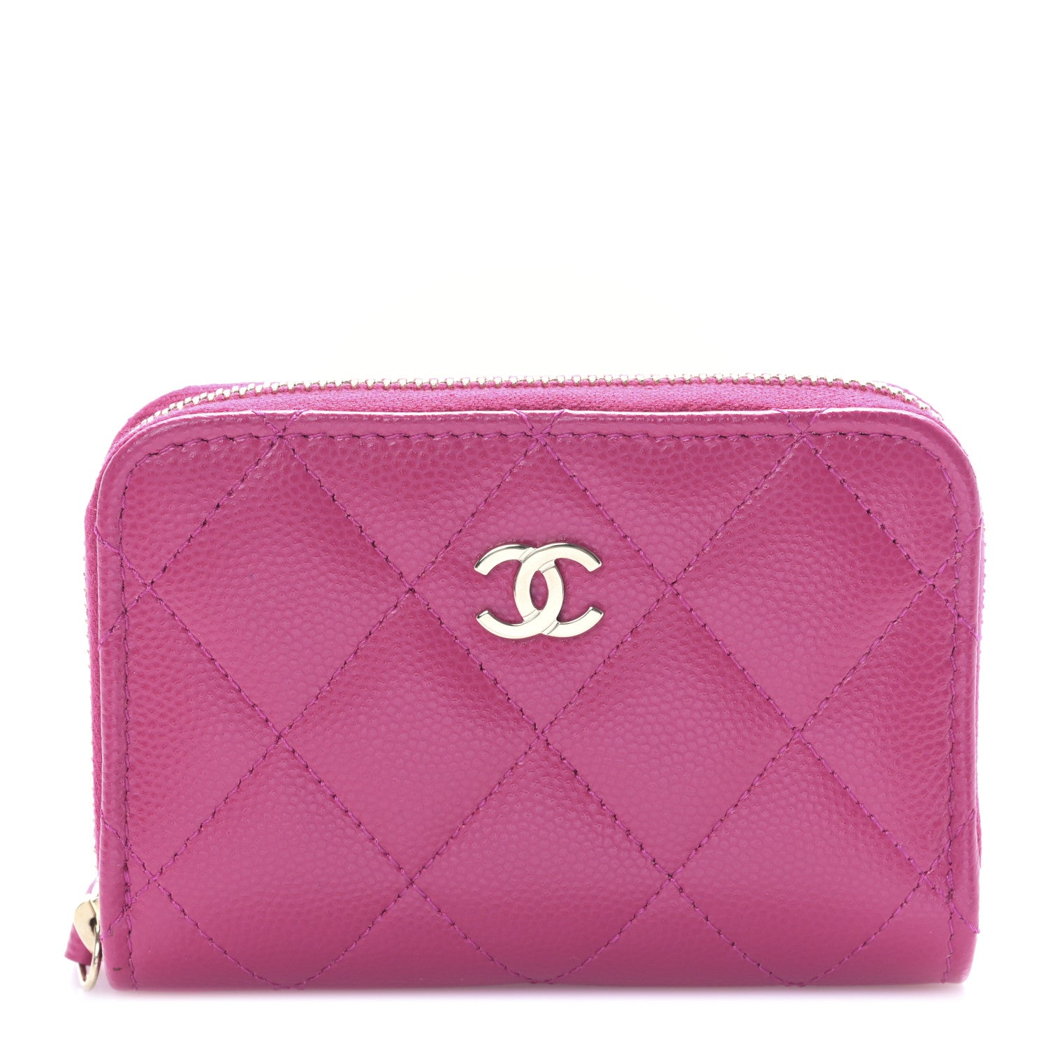 Chanel Caviar Quilted Zip Around Coin Purse Dark Pink 1 of 9