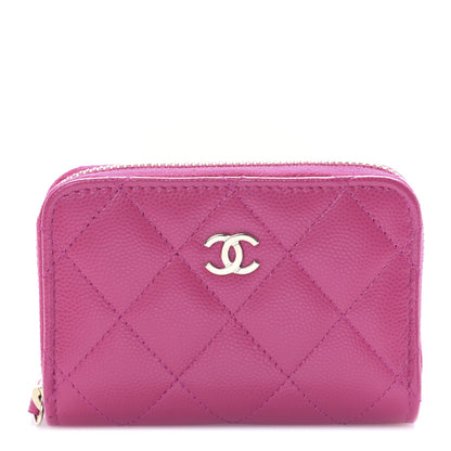 Chanel Caviar Quilted Zip Around Coin Purse Dark Pink 1 of 9